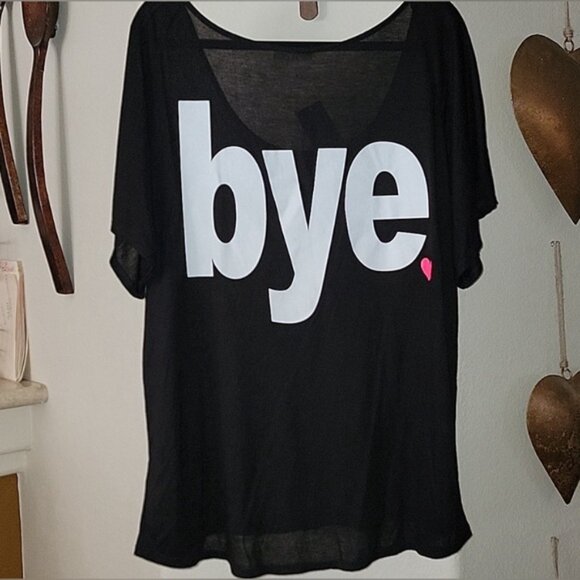 Aran's Den Hi Bye OVERSIZED shirt black size 1X - Picture 2 of 2